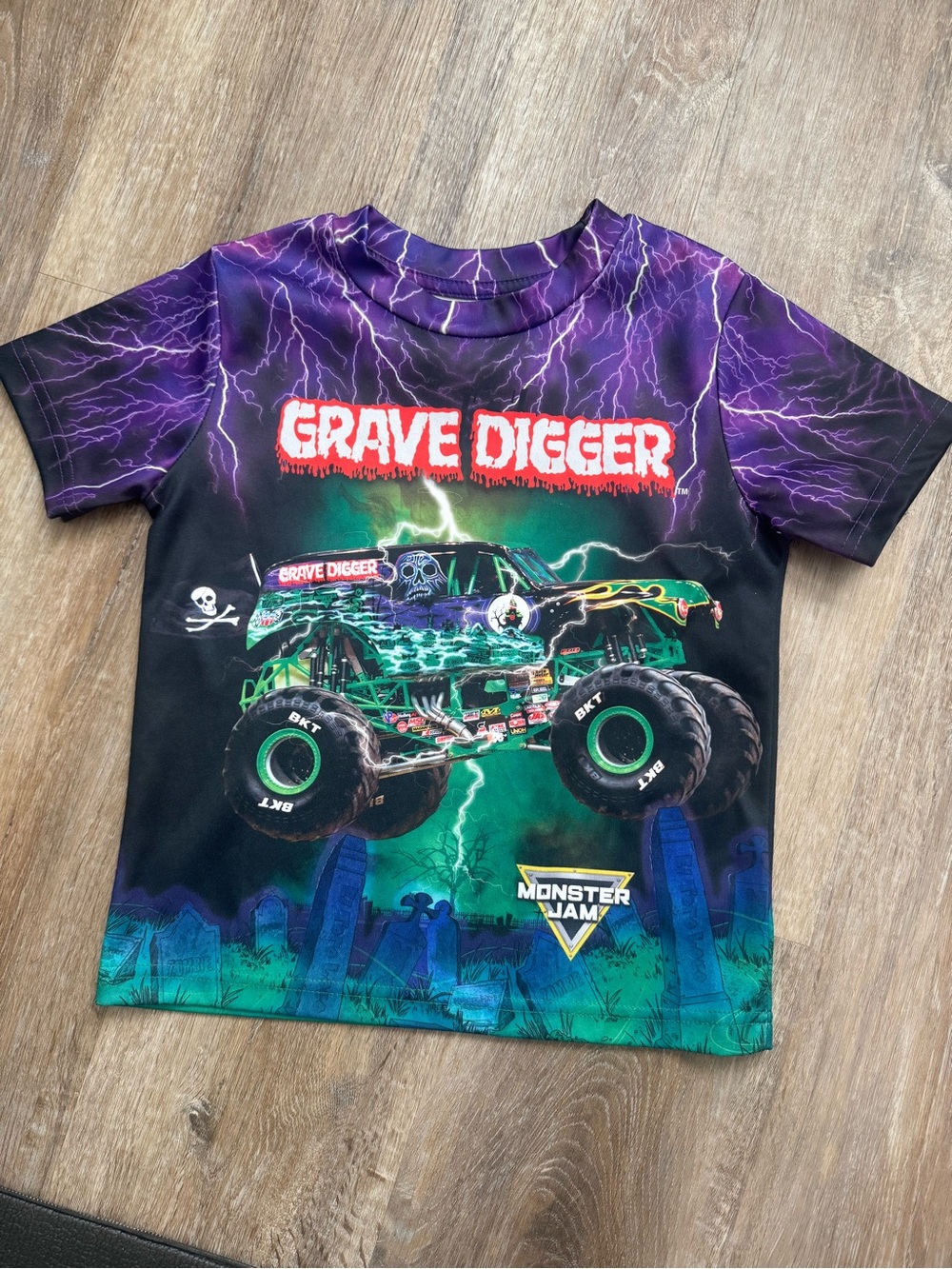 Grave Digger Monster Jam Kids Graphic Tee - Purple/Green